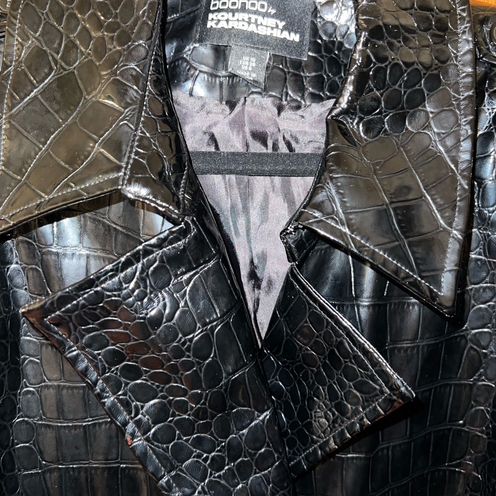 Kardashian Kollection Glossy Black Trench Coat - Picture 3 of 10